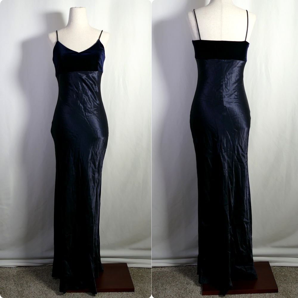 Vintage Y2K Whimsigoth Babydoll Maxi Slip Dress Size S Velvet Satin Fairy Grunge